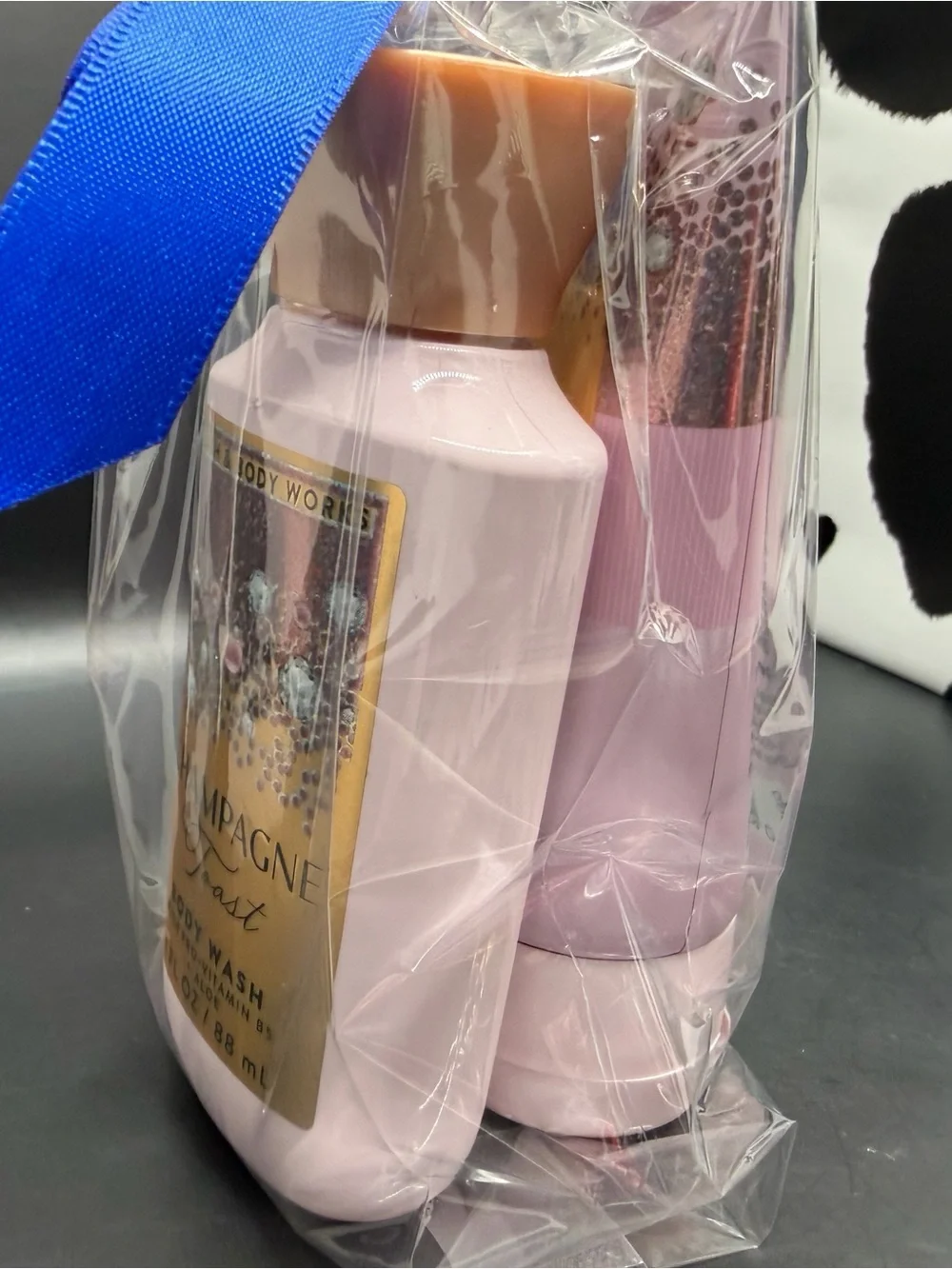 NWT Bath & Body Works Champagne Toast Travel Gift Set with blue ribbon